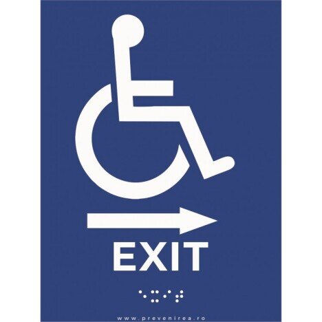 Placuta braille exit cu sageata in dreapta pentru nevazatori